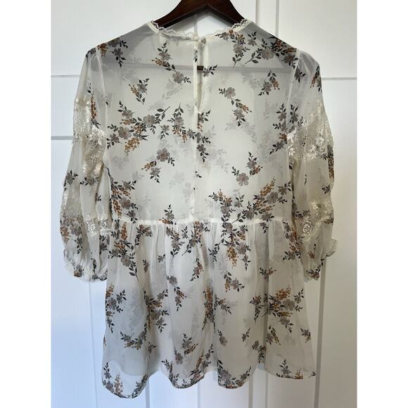 Umgee Womens Small Sheer Top Boho Cottagecore Coquette - Picture 2 of 7